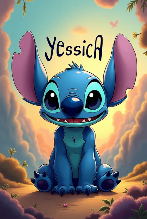 Stitch with the written phrase "yessica" artegerm