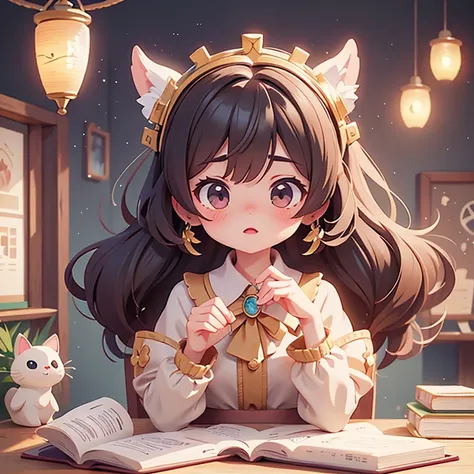 study　intellectual　worry　character　Anime-style design　Highest quality ,masterpiece, figure, Very delicate and beautiful, wonderful, In detail, masterpiece,　Charm　Fantasy
