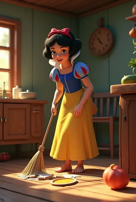 Snow White Yang was sweeping up the broken mangolu plate