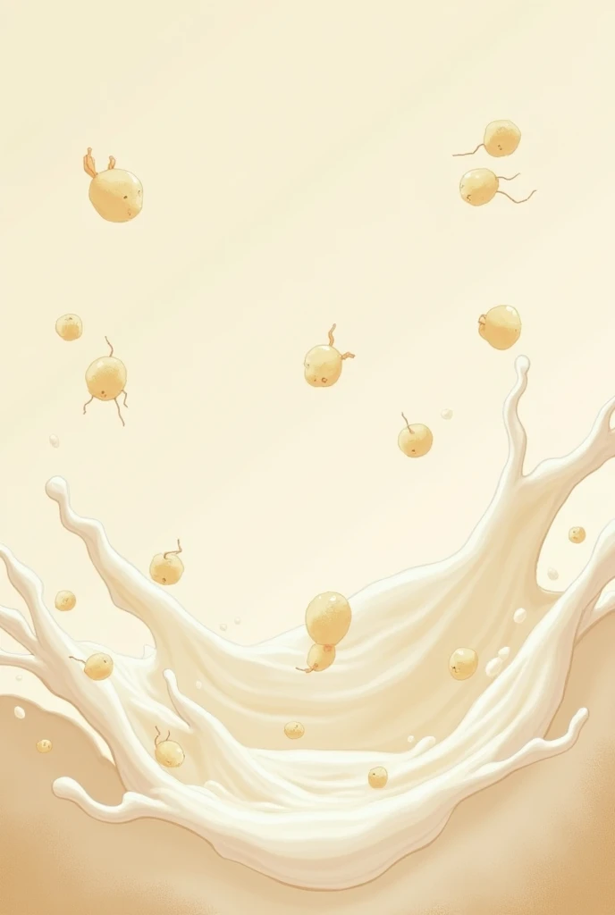 Image of bacteria starting to work, with the milk starting to turn into a fermented product, like yogurt.