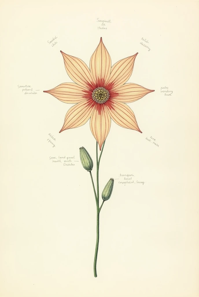 The floral diagram for the flower with the following feature:

Calyx: Five sepals arranged in a circle around the outside of the flower.
Corolla: Five petals arranged in a circle around the inside of the flower.
Androecium: Many stamens clustered together ...