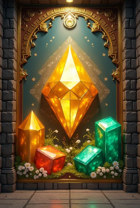 Mural to create in minecraft of gold diamond and emerald 