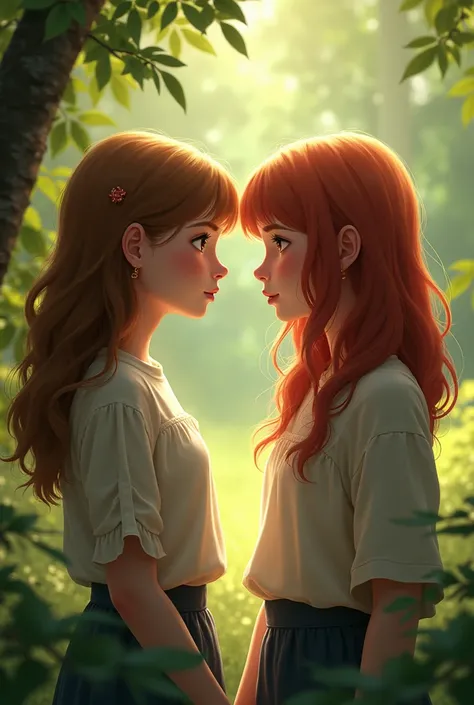 could you make a picture about the main event of this story. I need it like a real life picture, teenagers. Natalia has to have wavy light brown hair, white skin, brown eyes. Daniela, the storyteller, has to have straight red hair, white skin, brown eyes.