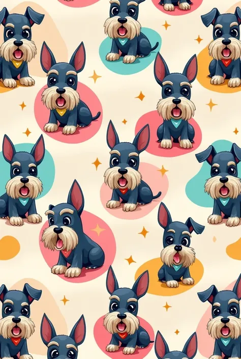 Cartoon schnauzer pattern for wallpaper 