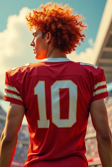 Icarus 10 football shirt on the back and with curly red hair