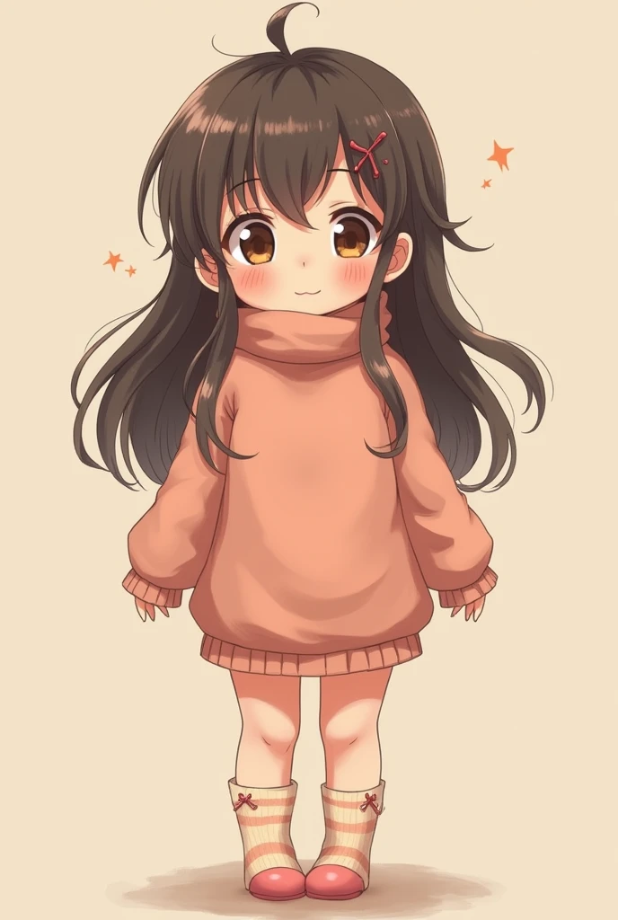 Anime Child Girl in Turtleneck Long Sleeve Leotard
