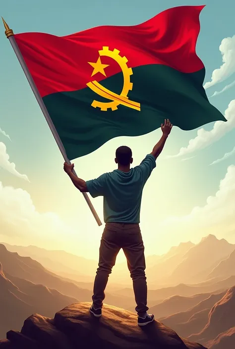 One holding the flag of Angola 