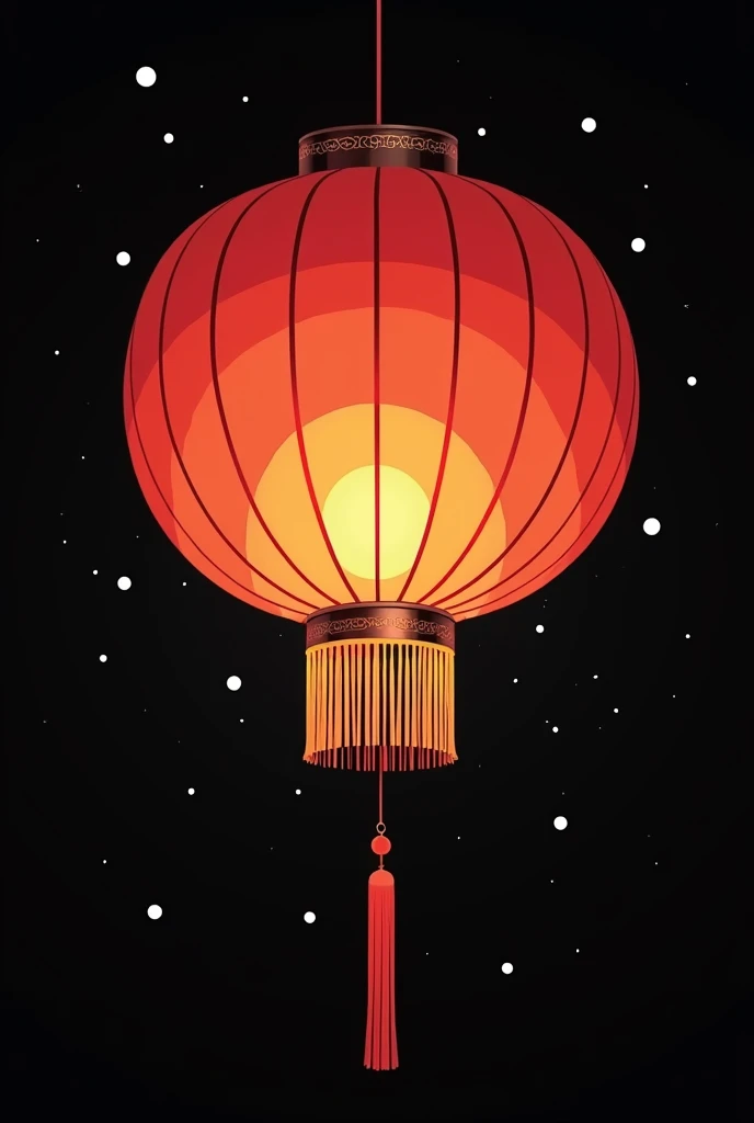 chinese lantern,solo, hand painted, vector style, flat, black background,side view