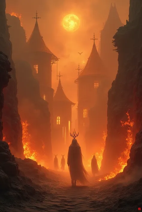 A community with walls of fire around it