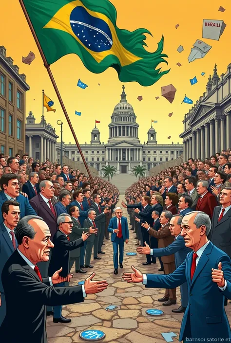 Cartoon that demonstrates the contradictory nature of the first republican government in Brazil