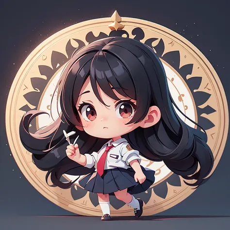 study　uniform　intellectual　worries　Long black hair　character　Anime-style design　Highest quality ,masterpiece, figure, Very delicate and beautiful, wonderful, In detail, masterpiece,　Charm　Fantasy
