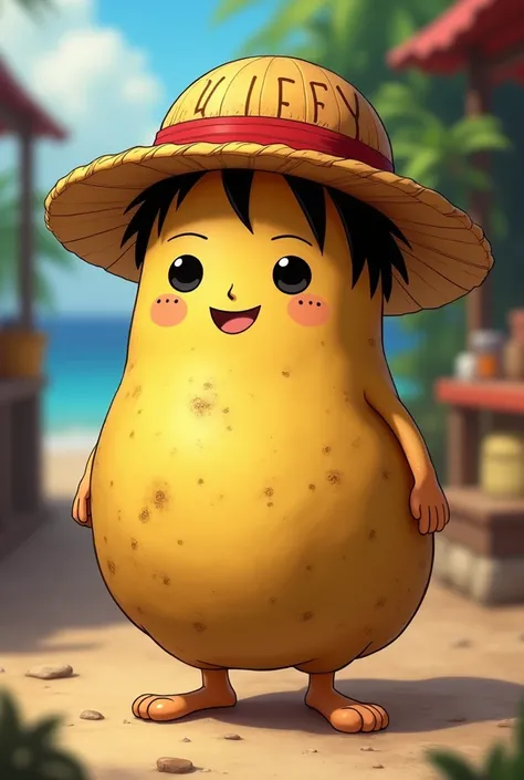 A potato that has Luffy&#39;s hat from One Piece