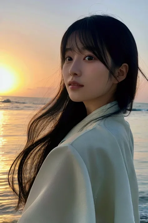 Japanese,Black Hair,Ocean