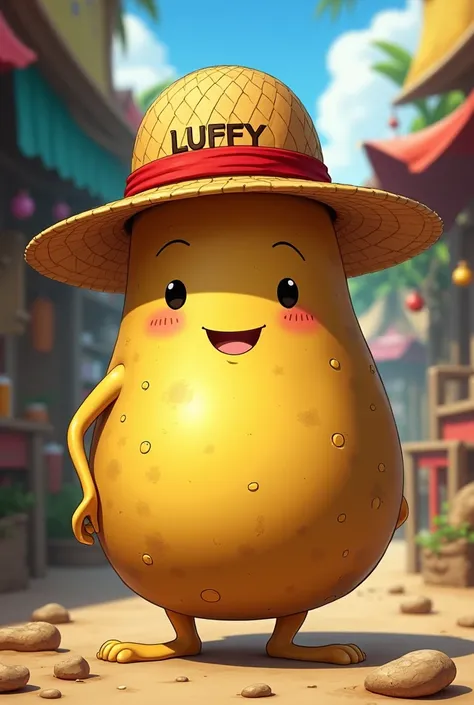 A potato that has Luffy&#39;s hat from One Piece