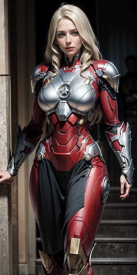 mercedes von martritz in iron man armor: mark xlix rescue armor, detailed costume design