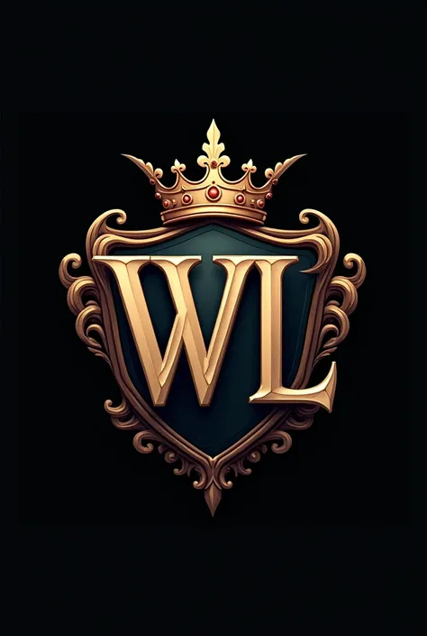 Create logo with initials WL king crown and shield 
