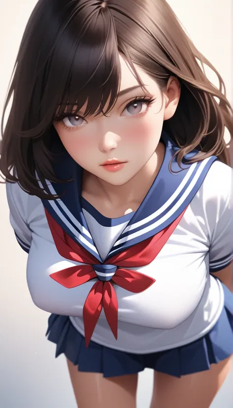 (masterpiece:1.9, Highest quality), (Realistic, photoRealistic:1.4), Beautiful illustrations, (Natural Side Lighting), View your audience, Full Body Shot, Front view:0.3, 1 person, Japanese, High school girl, , Perfect Face, cute and symmetrical face, Glow...