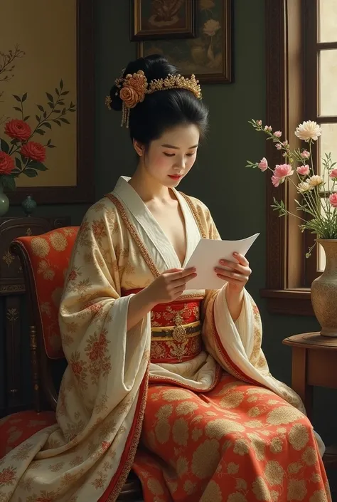 Courtesan reading a letter