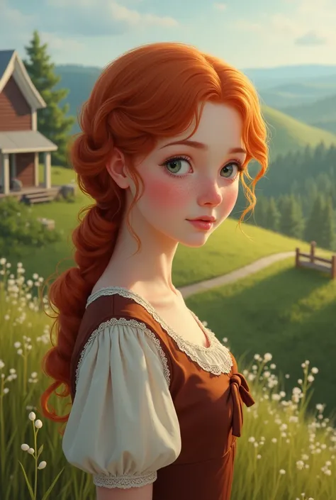 Realistic Anne of Avonlea with grey eyes 