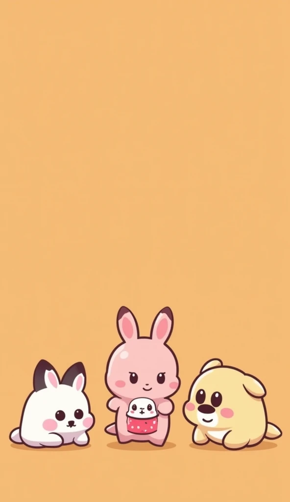 （Most of the background is solid color.），Simple animation of small cute cartoon characters below