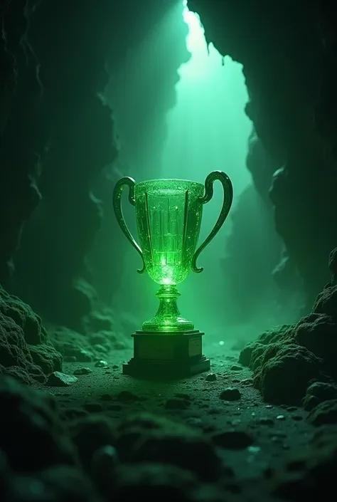 A green riddler trophie inside a cave 