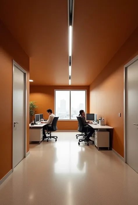 
Generate an image of a location with such parameters 60m² office of a former accounting firm.
ceiling: Shade of brown “Dry Branch”.
floor: Granilite Aero.
Paredes: Shade of brown “Arada Terra”.
With 2 aluminum tilting doors 40X60.
With 4 single track type...