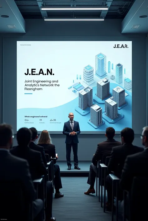 Make a figma presentation about introduction of J.E.A.N. (Joint Engineering and Analytics Network) 1st slide only



