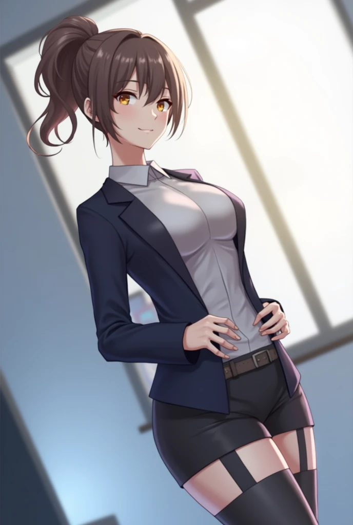 Tall beautiful teacher with big boobs and nice ass wearing a teacher uniform with dark brown hair with yellow eyes with a ponytailTall beautiful teacher with big boobs and nice ass wearing a teacher uniform with dark brown hair with yellow eyes with a pony...