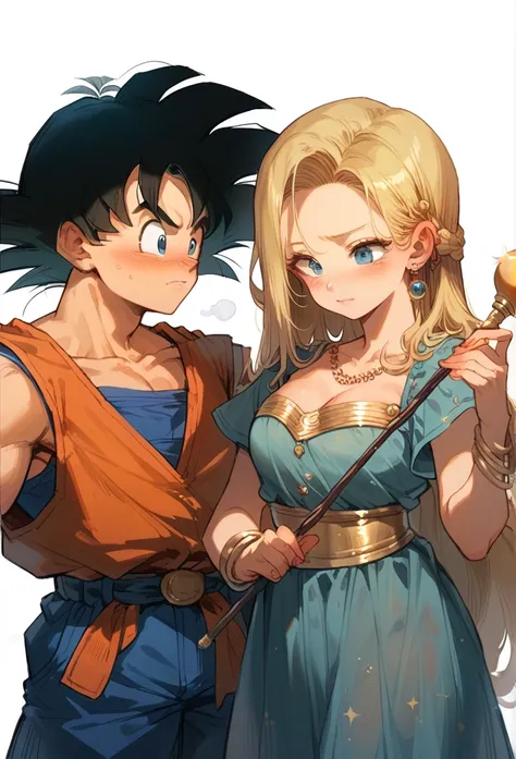 Female Son Goku､journey to the west，Red and blue sheer costume、Golden Wand