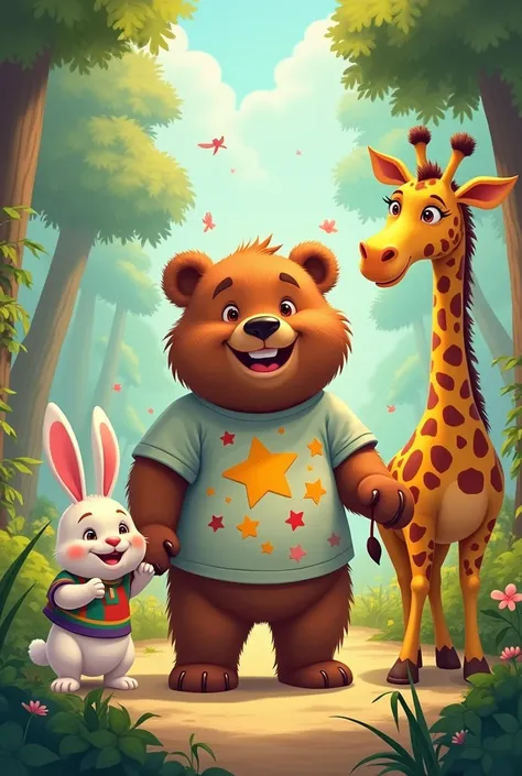 Character Development Urso PIMPÃO: Appearance: A large, fluffy bear with light brown fur, wearing a colorful star-patterned t-shirt. Personality: Friendly, optimistic, and curious. He embodies the spirit of adventure and has a contagious laugh that brings ...