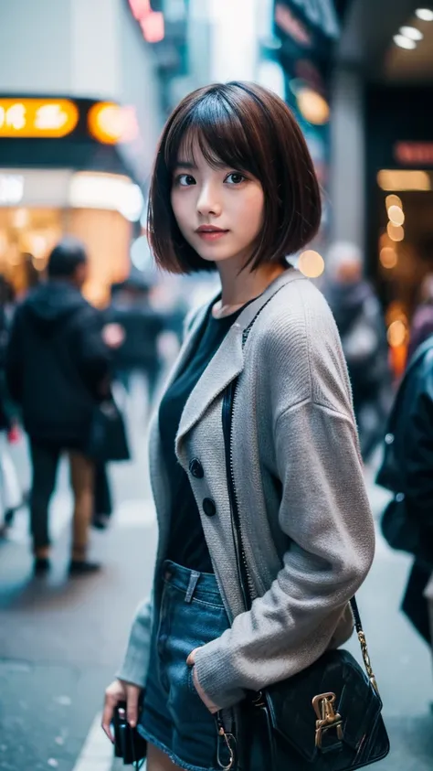  woman wearing a stylish 　High resolution 4K short hair　SHIBUYA