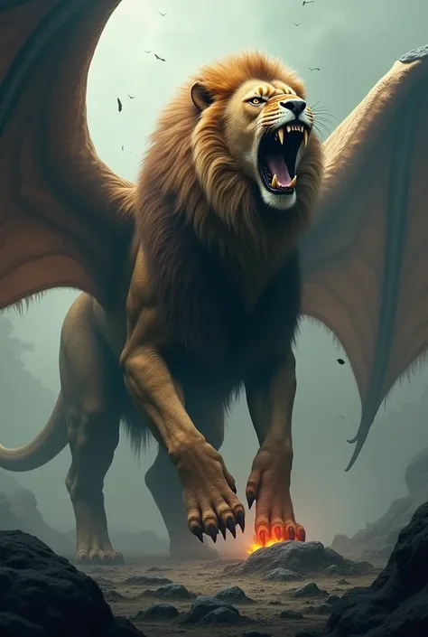 A horrible animal combined with lion and dragon
