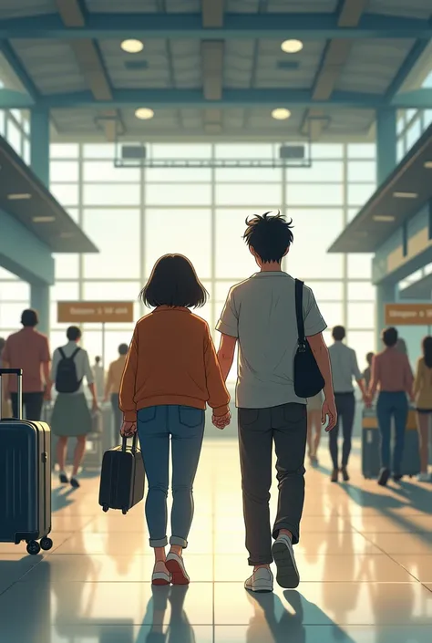 The japanese chubby girl and her deaf boyfriend was walked in the airpot