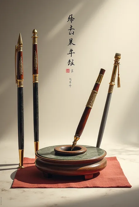  The Four Treasures of the Study（Pen、ink、Paper、Inkstone）It is a basic tool for calligraphy.，Symbolizes the importance of calligraphy in Chinese culture。