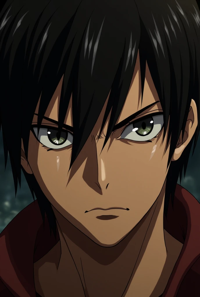 Serious face of eren yeager from attack on titan anime