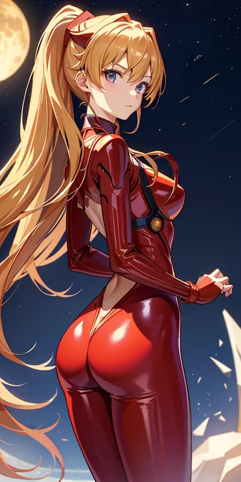 (側面shape),Dynamic Angle,Very detailed, shape, close, straight, 1 girl, 
 ((Soryu Asuka Langley, Interface Headset, Red bodysuit:1.4, blonde)),Her eyes shone like dream-like stars,(Shining Eyes:1.233),(Beautiful and detailed:1.1),(Expressionless,closed mout...