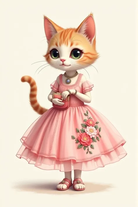 Small cat frock panuis pink colour ki flower wale frock jewellery haath mein purse pairon mein sandal gale mein jewellery small cat