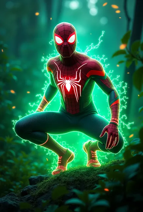 Spider man magic foto backgraund neon green natural effect use to fon Elektro