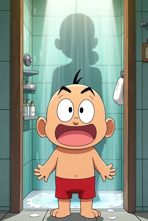 Shinchan seeing har moms in bathroom taking a shower 