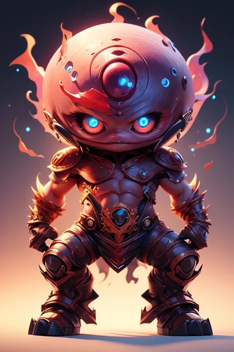 Create a monster image, a small, big-headed, baby monster.. The body is transparent and can be seen through. The image is sharp and detailed., with beautiful colors.. With arms, leg, eyes, mouth, พื้นหลังสีlegว