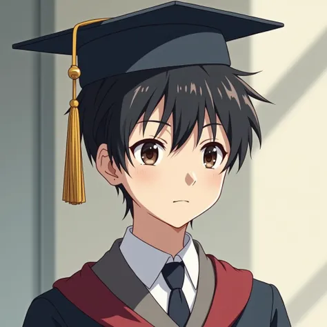 Black Hair, PhD,male,young,neutral,Anime Touch、PhDの帽子を被らせて