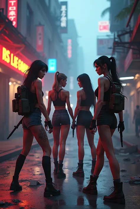 I wanted four cute but not so cute women in a free fire game exchange with weapons 