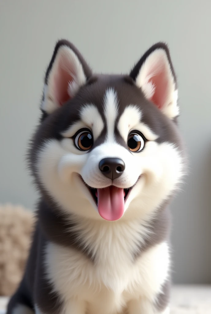 End screen with a cute Husky face, and a call-to-action to like and subscribe.