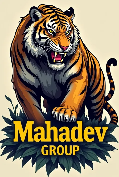 /a Tiger logo with Mahadev group Name in yellow colour 