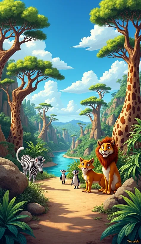 Hand painted Madagascar movie landscape