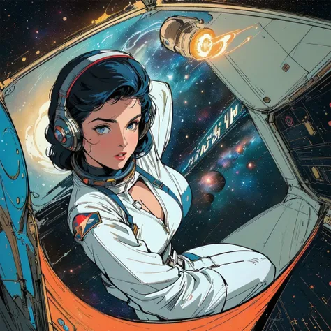 (((master piece,highest quality))),(((solo:1.2))),(((1girl:1.2))),(((retro vintage style))),((abstract)),(((((space thriller movie poster))))),((cleavage)),(((American comics))),galaxy,mechanic,astronotes,mid centry modern, galaxy lady,(((white flame))),((...