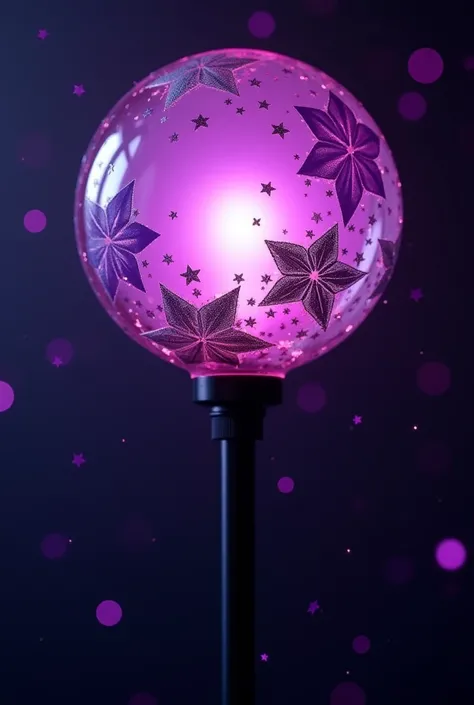 make a round kpop idol lightstick in purple mixed with black with star and flower decorations