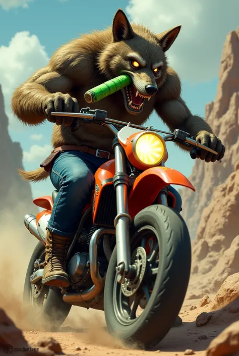 Big bad wolf crazy green cigar motocross motorcycle 