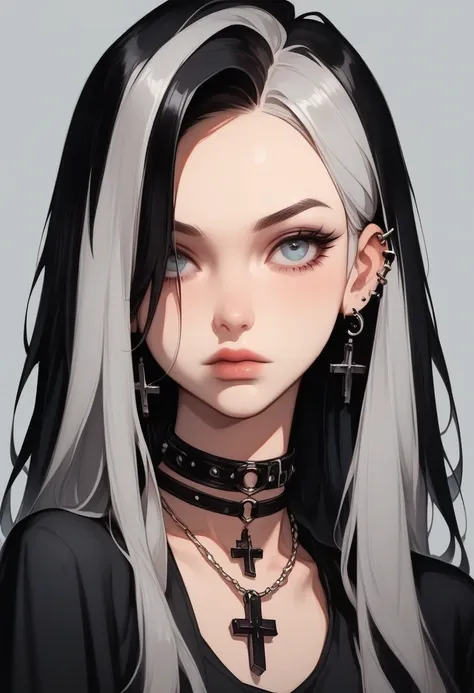 score_9, score_8_superior, score_7_superior, goth girl, goth girl 1girl 1girl,alone,long hair,view your viewers,simple backgroun...