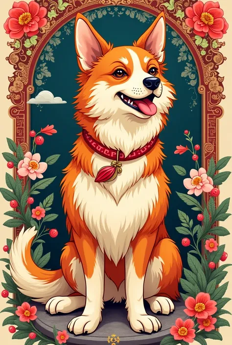 A dog in Vietnamese traditional style